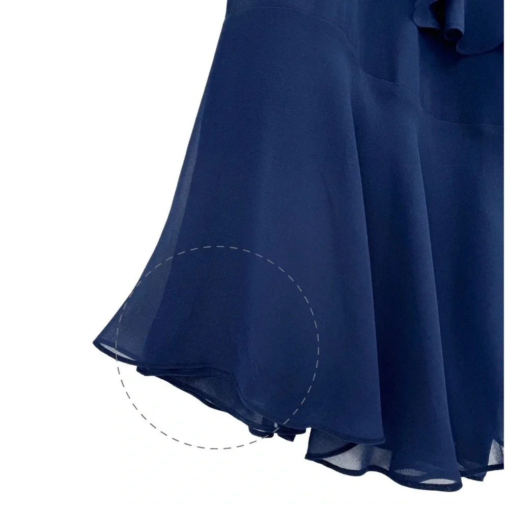 Fame & Partners‎ NWT XS Jumpsuit Navy Tiered Ruffle Wide Leg V-Neck Open Back